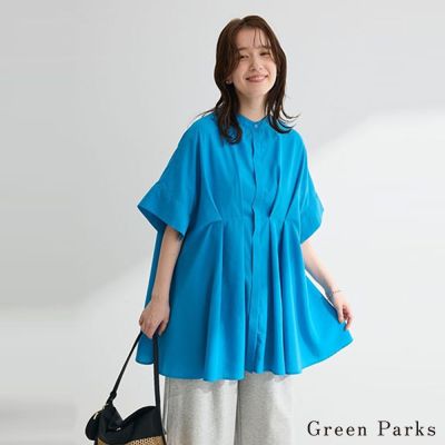 〈Green Parks 〉抓褶束腰長版上衣