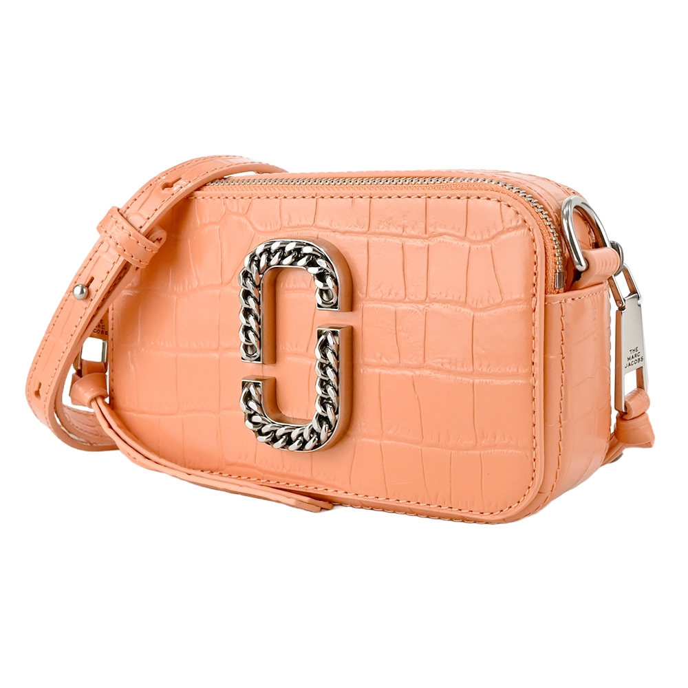 MARC JACOBS THE CROC-EMBOSSED SNAPSHOT鱷魚紋鎖鏈雙層斜背/相機包-橘