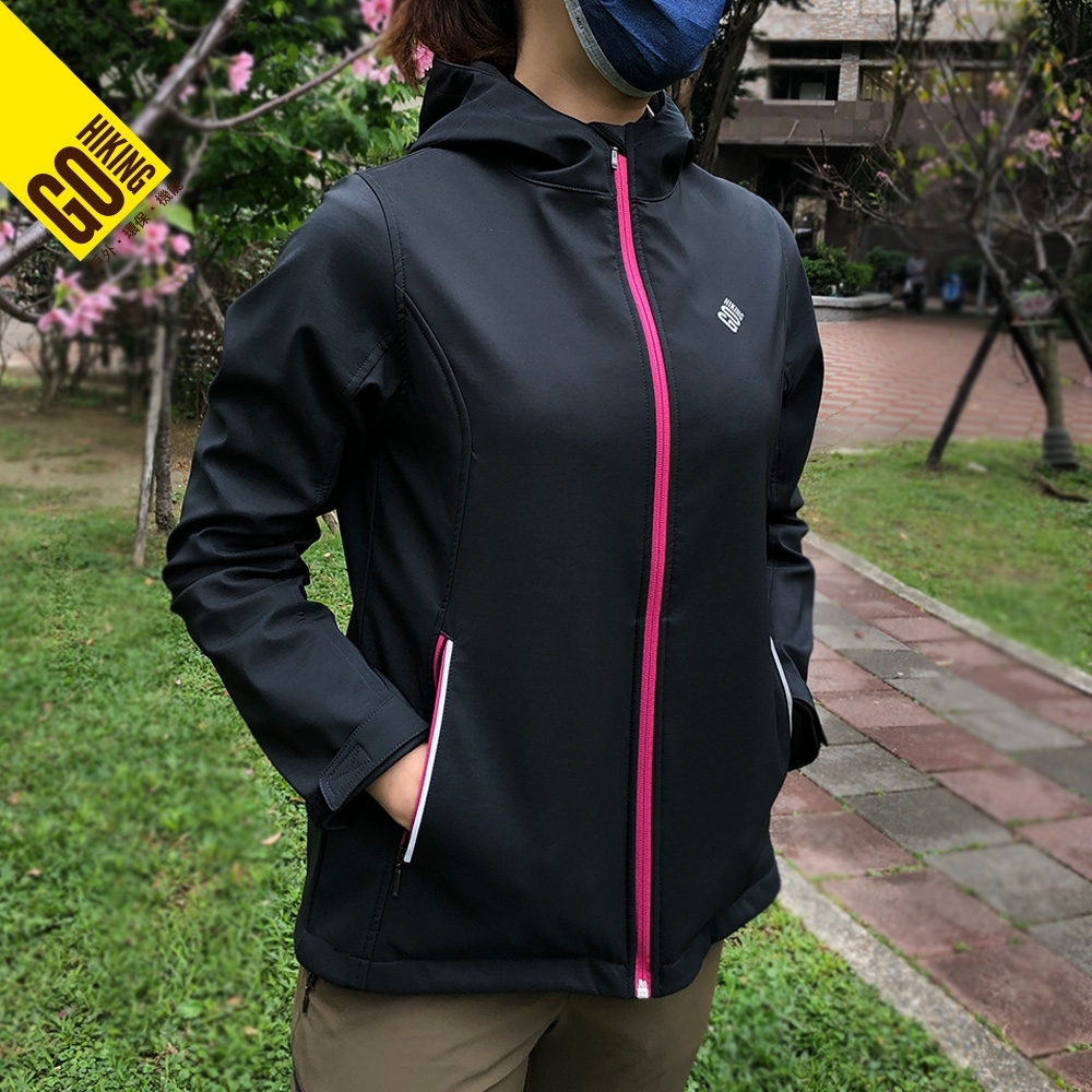 【GoHiking】女Soft Shell超潑水防風保暖外套[黑色]HSJB2WJ201