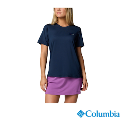 Columbia 哥倫比亞 女款-防曬UPF40涼感短袖上衣-深藍-UAR47660NY/JS