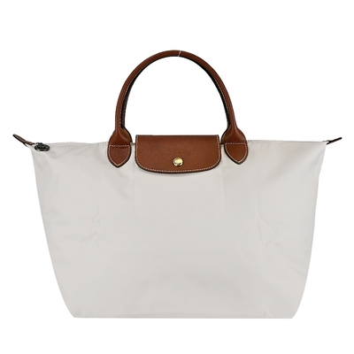 LONGCHAMP LE PLIAGE系列短把尼龍摺疊水餃包(中/白紙)