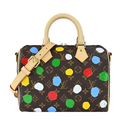 LOUIS VUITTON路易威登 Louis Vuitton LV x YK Infinity Dots 圓點印花 Speedy Bandouliere25 帆布手提/斜背包(卡其)M46433