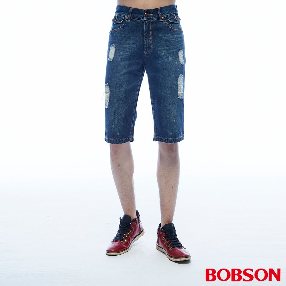 BOBSON 男款刷破牛仔短褲  ( 214-53 )