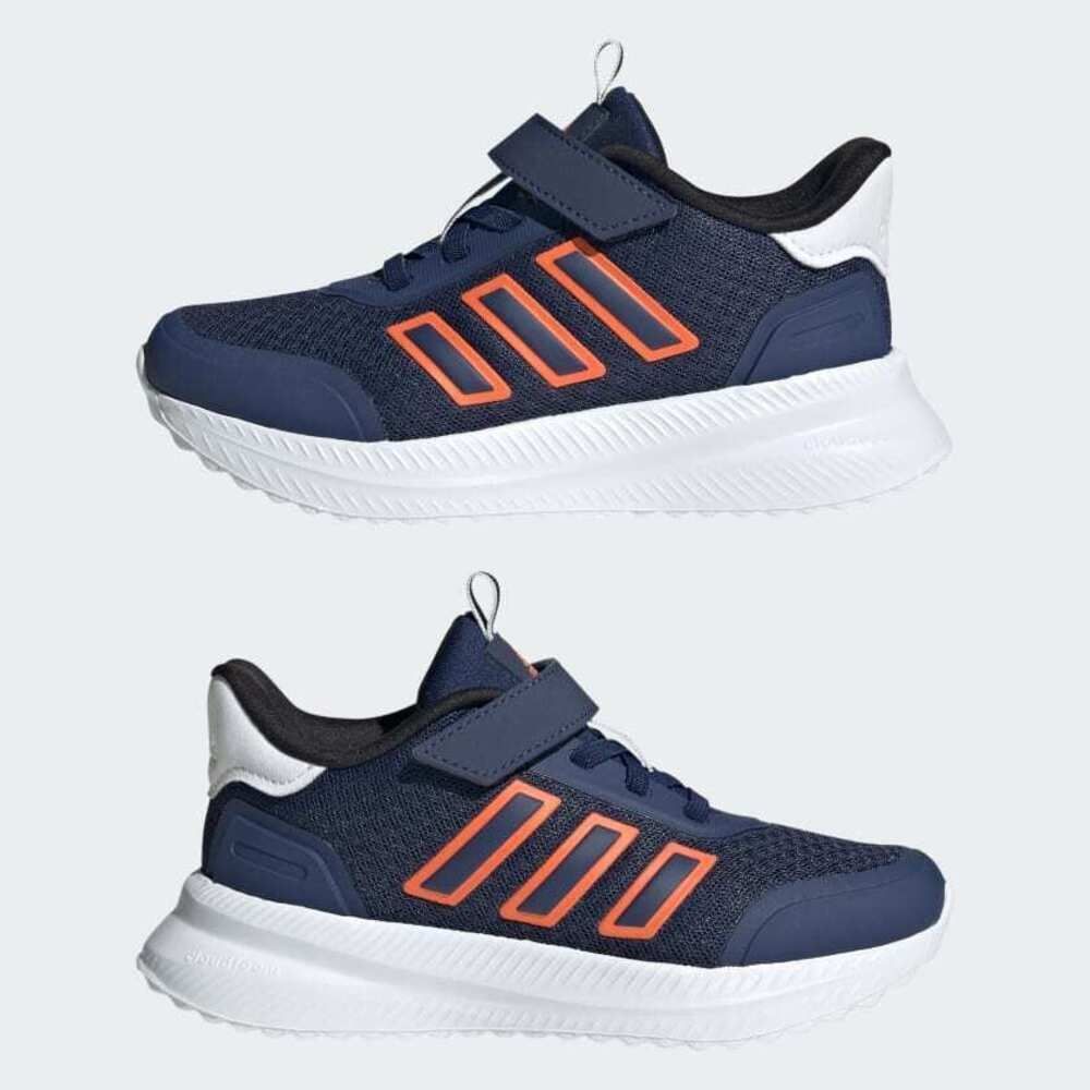 Adidas Xplrpath EL C JS0672 中童慢跑鞋魔鬼氈彈力支撐緩震深藍橘