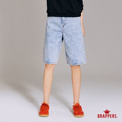 BRAPPERS 女款 Boy friend系列-高腰全棉五分褲-淺雪花藍