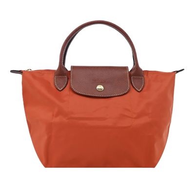 LONGCHAMP LE PLIAGE系列短把再生尼龍摺疊水餃包(小/磚紅)
