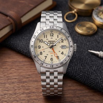 SEIKO 精工 5 Sports Field Series 軍裝風格雙時區機械錶 開學購物季 送禮首選-39.4mm (HDB002/4R34-00C0S)_SK045