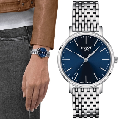 TISSOT 天梭 官方授權 EVERYTIME 經典簡約大三針腕錶-T1432101104100 聖誕節 禮物