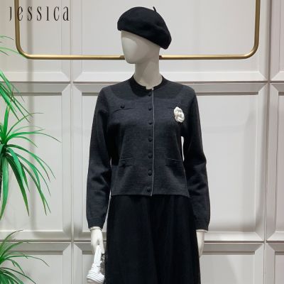 JESSICA - 小香風短款羊毛針織開衫外套254406