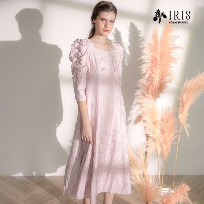 【IRIS 艾莉詩】古典浪漫高腰顯瘦長洋裝-粉-36658