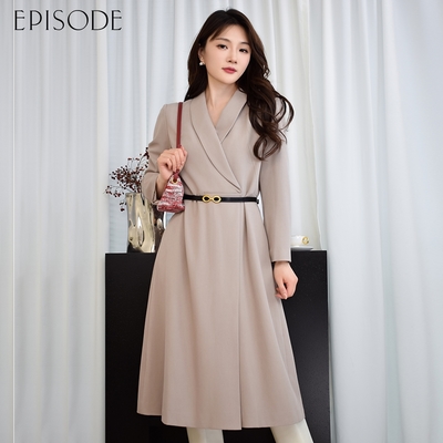 EPISODE - 氣質修身收腰西裝翻領長袖洋裝135707（燕麥色）