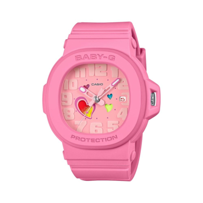 CASIO 卡西歐 BABY-G 迷人魅力 繽紛俏皮 突顯愛心錶款 粉 BGA-10-4A 42.1mm