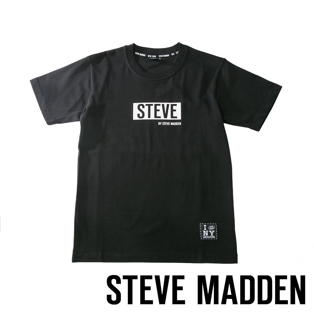 STEVE MADDEN-純棉品牌燙印LOGO T-Shirt 短袖上衣-黑色