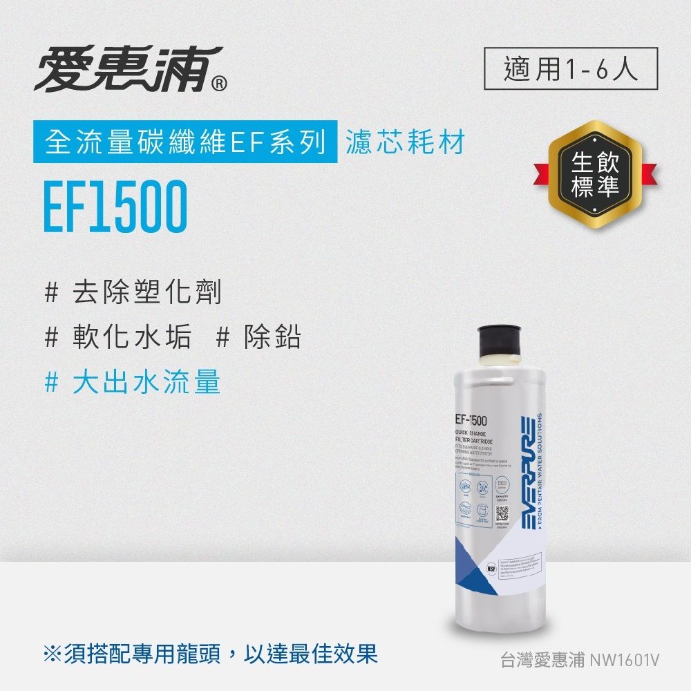EVERPURE愛惠浦 EF1500碳纖活性碳濾芯(DIY更換)