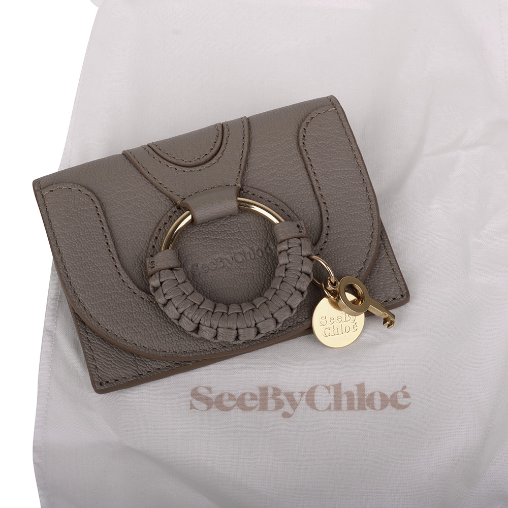 See by Chloe hana 系列暗釦皮革卡夾零錢包(褐灰色) | 歐系精品包/配件| Yahoo購物中心
