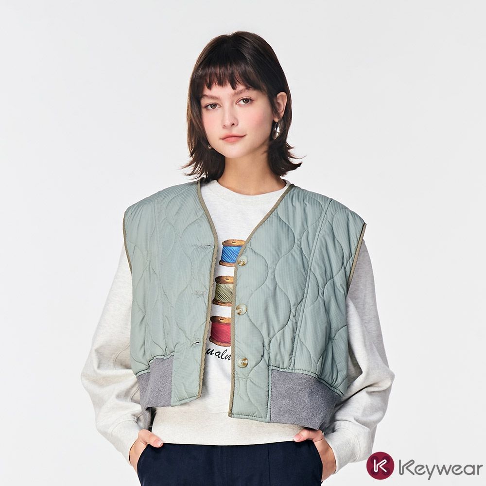KeyWear奇威名品    菱格紋百搭造型背心(共3色)-藍色