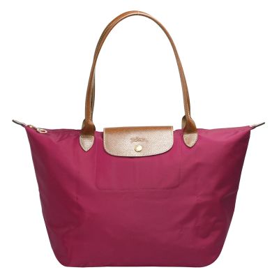 LONGCHAMP 新色上市長提把尼龍水餃包(大-紫紅色)