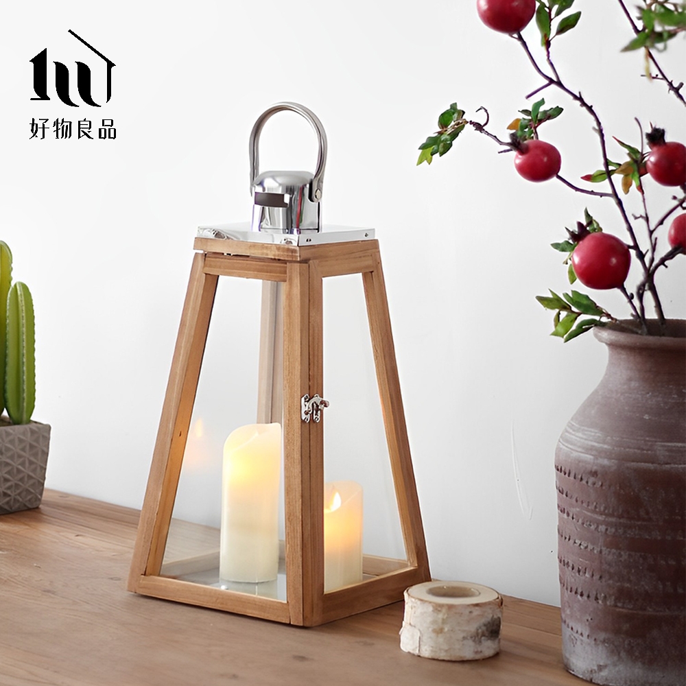 好物良品】中款_燭台花藝原木玻璃裝飾造景(附LED蠟燭) 原木燈座園藝