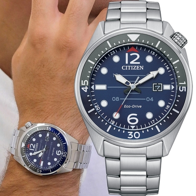 CITIZEN 星辰 聖誕節推薦款 Eco-Drive光動能大三針腕錶 聖誕節 禮物-藍44mm AW1716-83L