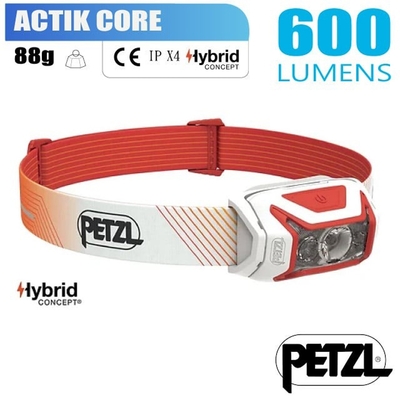 【Petzl】ACTIK CORE 超輕量標準強光頭燈/含充電電池(600流明.IPX4防水).電子LED燈 E065AA03 紅