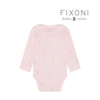 Brands4kids 小黃花粉色羅紋長袖包屁衣 FIXONI系列