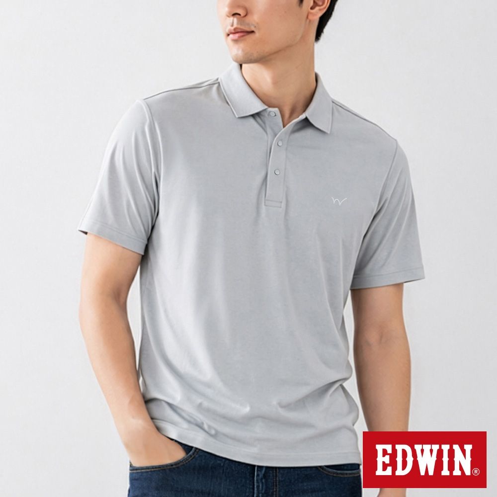 EDWIN 男裝 PK涼感短袖POLO衫-銀灰色
