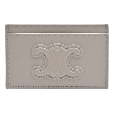 CELINE 賽琳 經典品牌字母LOGO CUIR TRIOMPHE閃亮小牛皮萬用卡夾(石灰色)