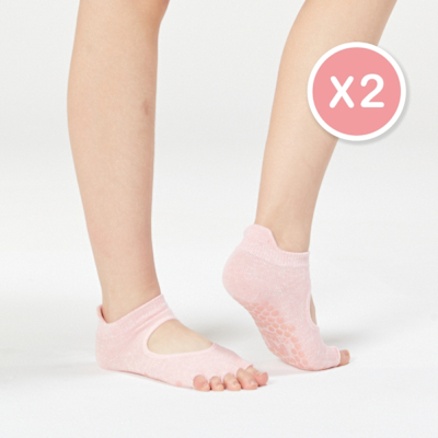 【Clesign】Toe Grip Socks 瑜珈露趾襪 - 25SS 春夏新色 - Dawn Blush - 2入組 (瑜珈襪、止滑襪)