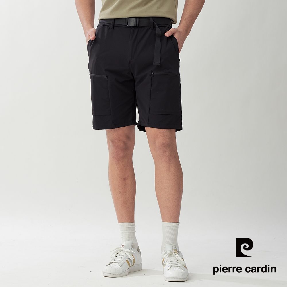 pierre cardin 皮爾卡登 網路獨家 男款 輕量舒適工裝機能短褲(多色任選) (黑色)