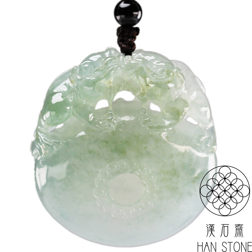 漢石齋】天然A貨冰種翡翠獅獅如意聚寶盆玉佩吊墜(40*44*15mm) | 漢石齋| Yahoo購物中心