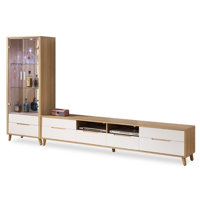 時尚屋 肯詩特烤白9尺L型電視櫃 寬276.2x深40x高172.7cm