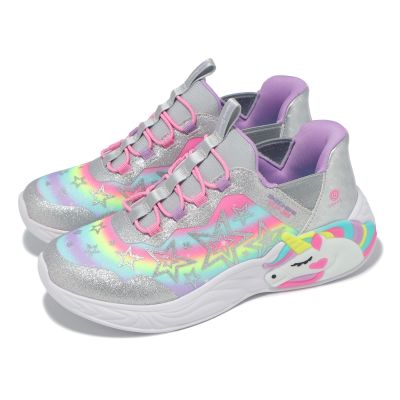 Skechers 燈鞋 S Lights-Unicorn Slip-Ins 大童 中童 銀 彩 閃燈 發光 休閒鞋 302296LSMLT