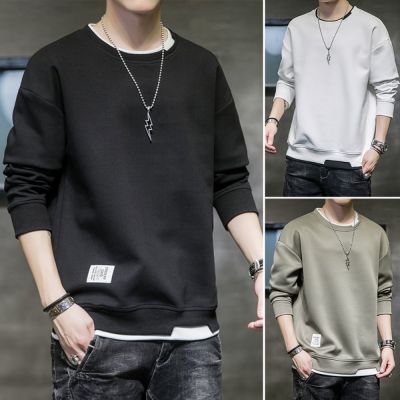 【Heart:W 新職人】現+預 假兩件長袖休閒上衣(男裝/男上衣/百搭/圓領T恤)