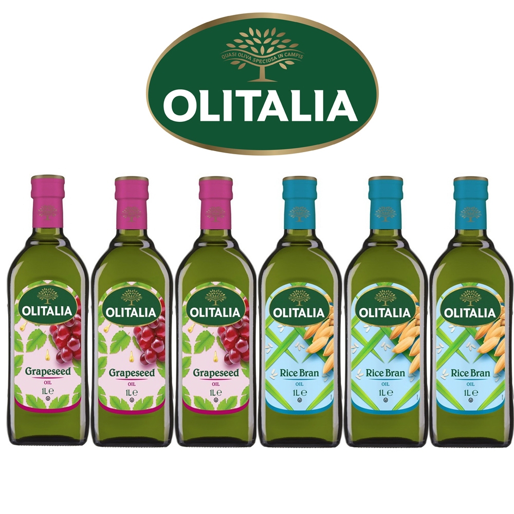 Olitalia奧利塔葡萄籽油x3瓶+玄米油x3瓶禮盒組(1000mlx6瓶)