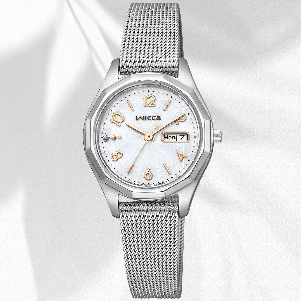 CITIZEN星辰 Wicca 少女系列 太陽能 米蘭帶 簡約腕錶 開學季 禮物 送禮 26.5mm / KH3-517-11