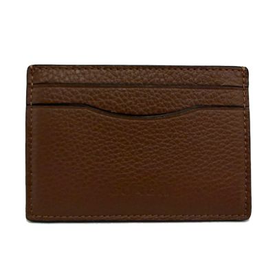 COACH 素面牛皮中性男款信用卡卡夾名片鈔票夾(深咖)
