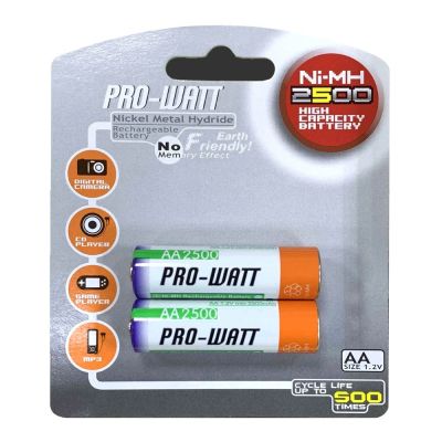 【華志PRO-WATT】2500mAh 3號AA 2入 鎳氫 充電電池(1.2V 重複充電500次)