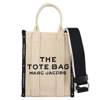 MARC JACOBS The Tote Bag 品牌電繡LOGO織布迷你兩用/托特包(米白)