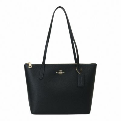 COACH 金馬車防刮PVC 肩背水餃型托特包(黑色)小