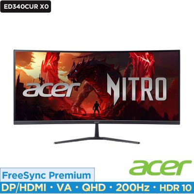 Acer 宏碁 Nitro ED340CUR X0 34吋200Hz VA 2K曲面電競螢幕 AMD FreeSync Premium