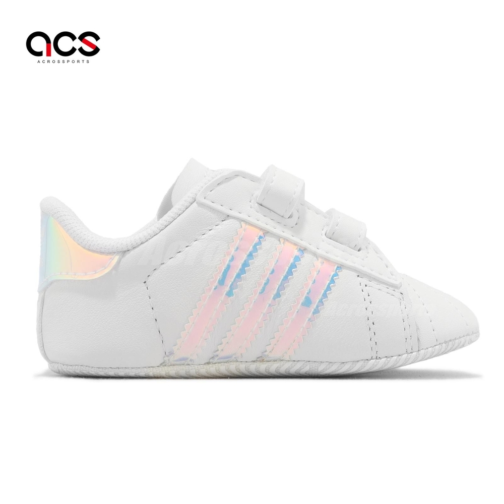 adidas 童鞋Superstar Crib 小童學步鞋白炫彩魔鬼氈小白鞋愛迪達