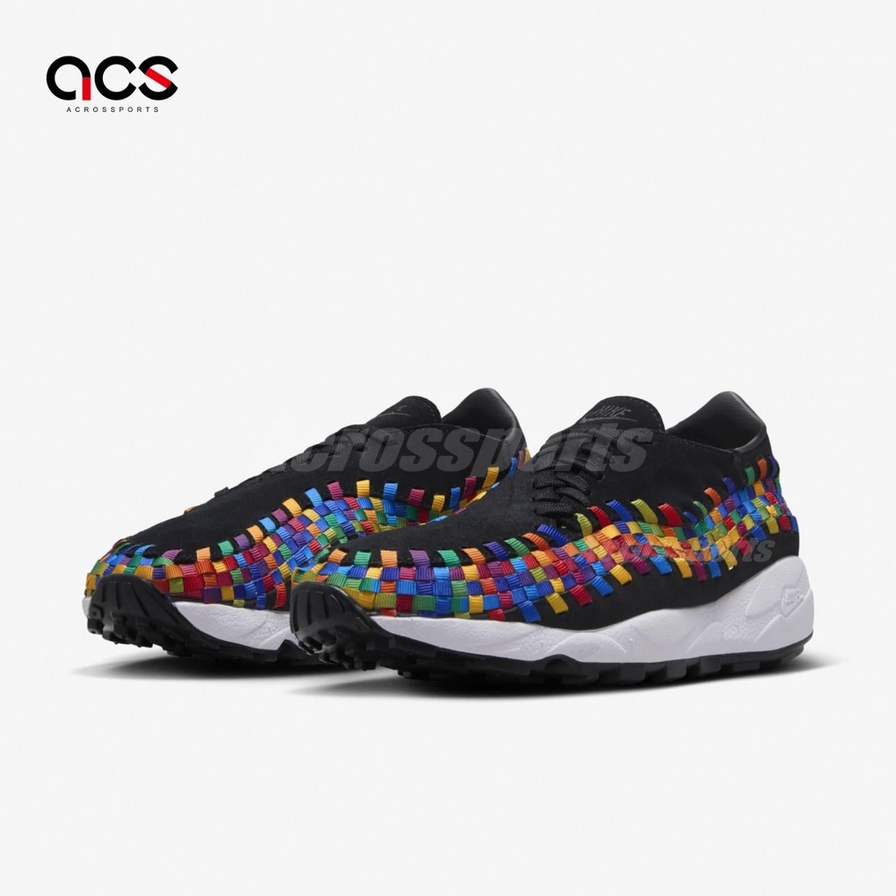 Nike 休閒鞋Air Footscape Woven Rainbow 女鞋男鞋彩虹編織黑麂