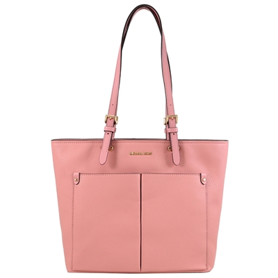 MICHAEL KORS JET SET TRAVEL 荔枝皮革雙口袋肩背購物包/托特包(玫瑰粉)