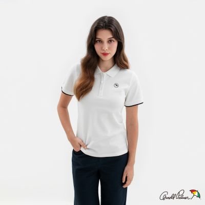 Arnold Palmer -女裝-經典小傘LOGO滾邊短袖POLO衫-白色