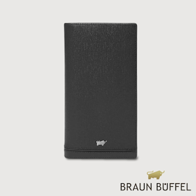 【BRAUN BUFFEL 德國小金牛】台灣總代理 維克多-D 15卡兩折長夾-黑色/BF512-630-BK
