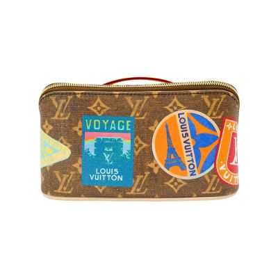 CHANEL香奈兒 Louis Vuitton Toiletry Bag 帆布徽章塗鴉化妝包(M14744-咖)