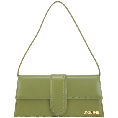 JACQUEMUS Le Bambino 光滑小牛皮手提/肩背信封包(橄欖綠)