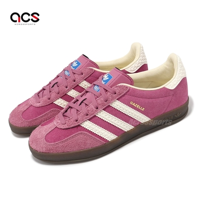 adidas 休閒鞋 Gazelle Indoor 男鞋 女鞋 粉 白 麂皮 低筒 三條紋 跳色 情侶鞋 愛迪達 IF1809