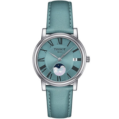 TISSOT 天梭 官方授權 Carson 羅馬月相石英女錶 開學購物季 送禮首選-32mm T1222231635300