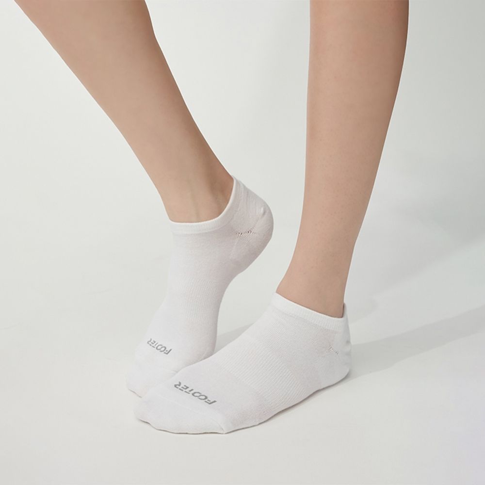 【FOOTER除臭襪】5入組-微分子氣墊單色船型薄襪 (T71) (白色x5)